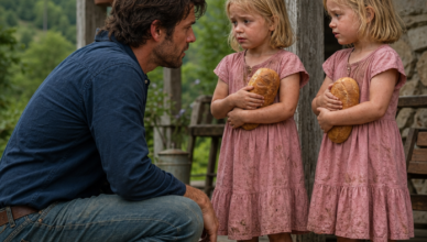 Full story: I drove to my late wife’s mountain house to say goodbye to the life we had lost. Instead, I found two abandoned twin girls standing on the porch, clutching pieces of stale bread like treasure. What happened next turned a weekend of grief into a mystery I never expected… Full story: I drove to my late wife’s mountain house to say goodbye to the life we had lost. Instead, I found two abandoned twin girls standing on the porch, clutching pieces of stale bread like treasure. What happened next turned a weekend of grief into a mystery I never expected…
