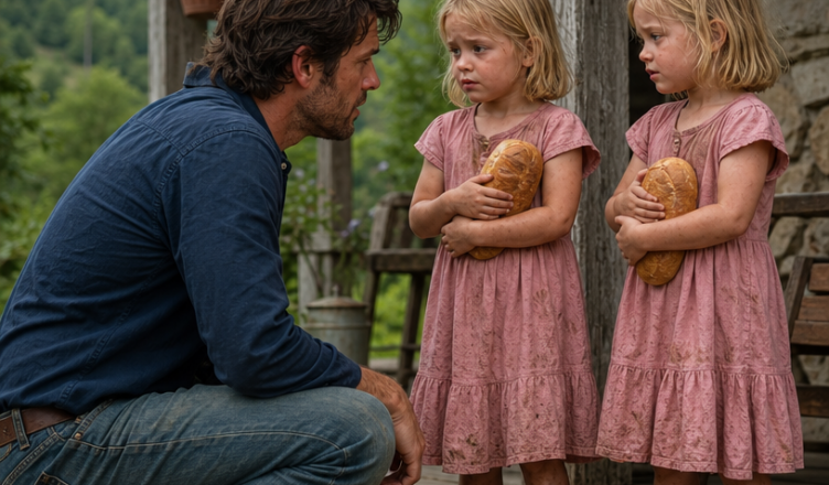 Full story: I drove to my late wife’s mountain house to say goodbye to the life we had lost. Instead, I found two abandoned twin girls standing on the porch, clutching pieces of stale bread like treasure. What happened next turned a weekend of grief into a mystery I never expected…