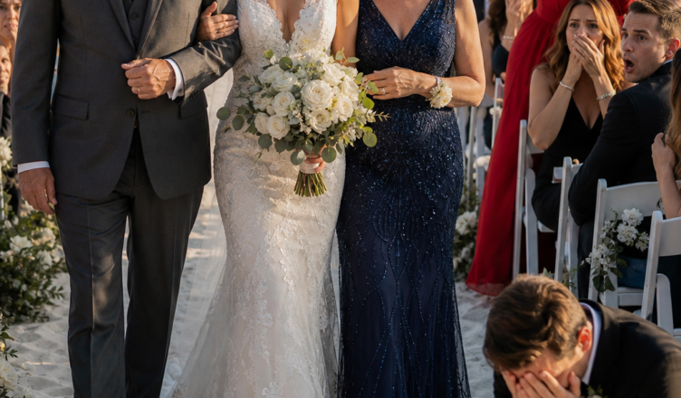 At my lavish wedding, I found my parents sitting on folding chairs near the kitchen, far away from all the important guests. Just minutes before I walked down the aisle, I discovered that my future mother-in-law had tricked my father into handing over his entire life savings to pay for the wedding—all while proudly claiming she was our “generous sponsor.” My fiancé already knew the truth. He didn’t care at all. So I grabbed the microphone… and he still didn’t care. Then I walked down the aisle, took the microphone again, and made sure all 200 guests saw exactly who they really were.
