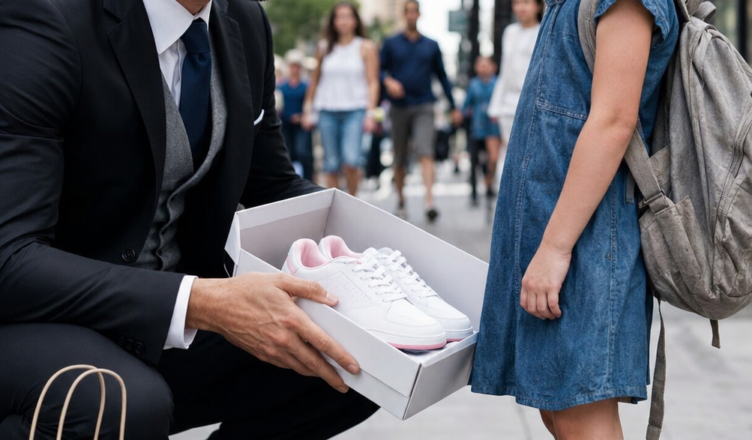 Full story: A little girl stopped me on a crowded sidewalk and asked me for a pair of shoes for school. They cost me only . What I didn’t know then was that her desperate promise to repay me someday would lead me to a painful secret, a struggling mother, and a truth so powerful that it would change my life forever.