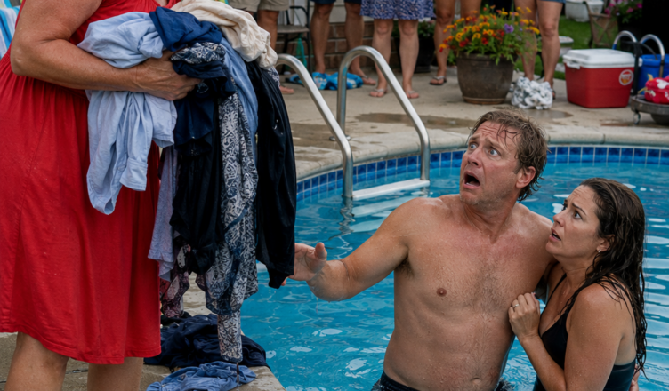 Full story: At 5:42 p.m., I found my husband in our ,000 backyard pool with the neighbor who borrowed sugar every Tuesday. He whispered, “Don’t make a scene.” So I picked up their clothes, pressed one button, and let the whole subdivision hear the truth.