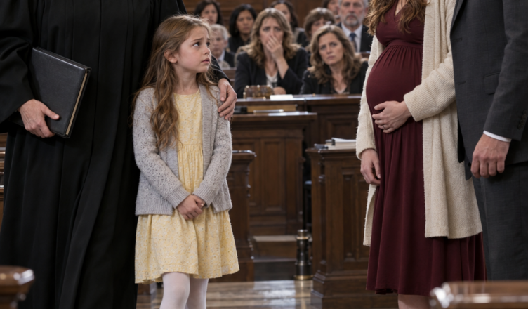Eight months pregnant, she asked for a divorce and wanted nothing in return. Then a little girl entered the courtroom, and everything changed.