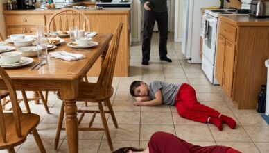 After dinner, my son and I collapsed. Then I heard my husband say something that made me keep my eyes closed.