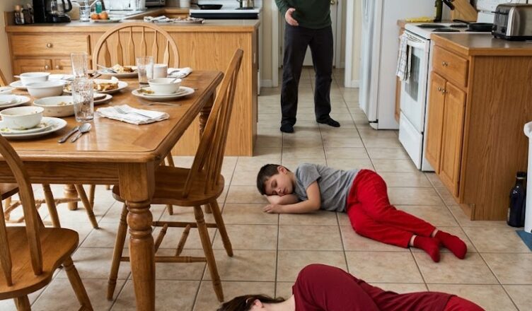 After dinner, my son and I collapsed. Then I heard my husband say something that made me keep my eyes closed.