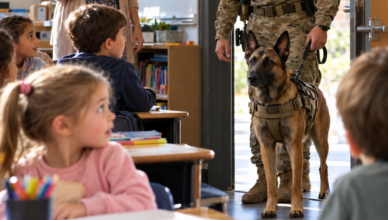 A MARINE WALKED INTO HIS DAUGHTER’S CLASSROOM WITH HIS K9. WHAT HE UNCOVERED LEFT THE ENTIRE SCHOOL STUNNED